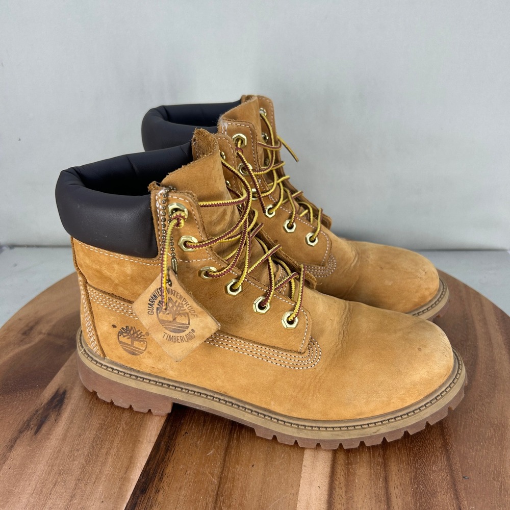 Timberland 6 Inch Premium Waterproof Boot Wheat Nubuck 12909 Junior Size 6.5 M
